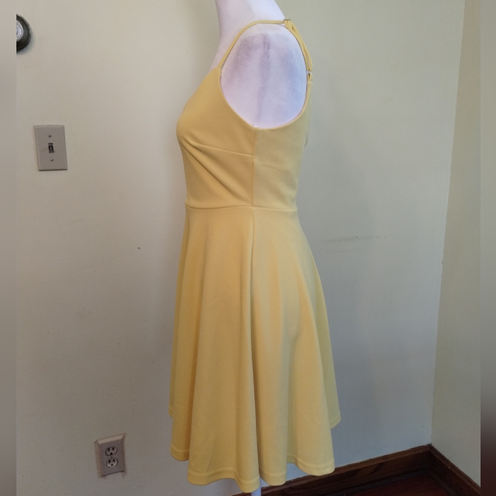 Lulus Yellow Skater Mini Dress Spaghetti Straps Do you Wanna Dance? Size S - Picture 15 of 16